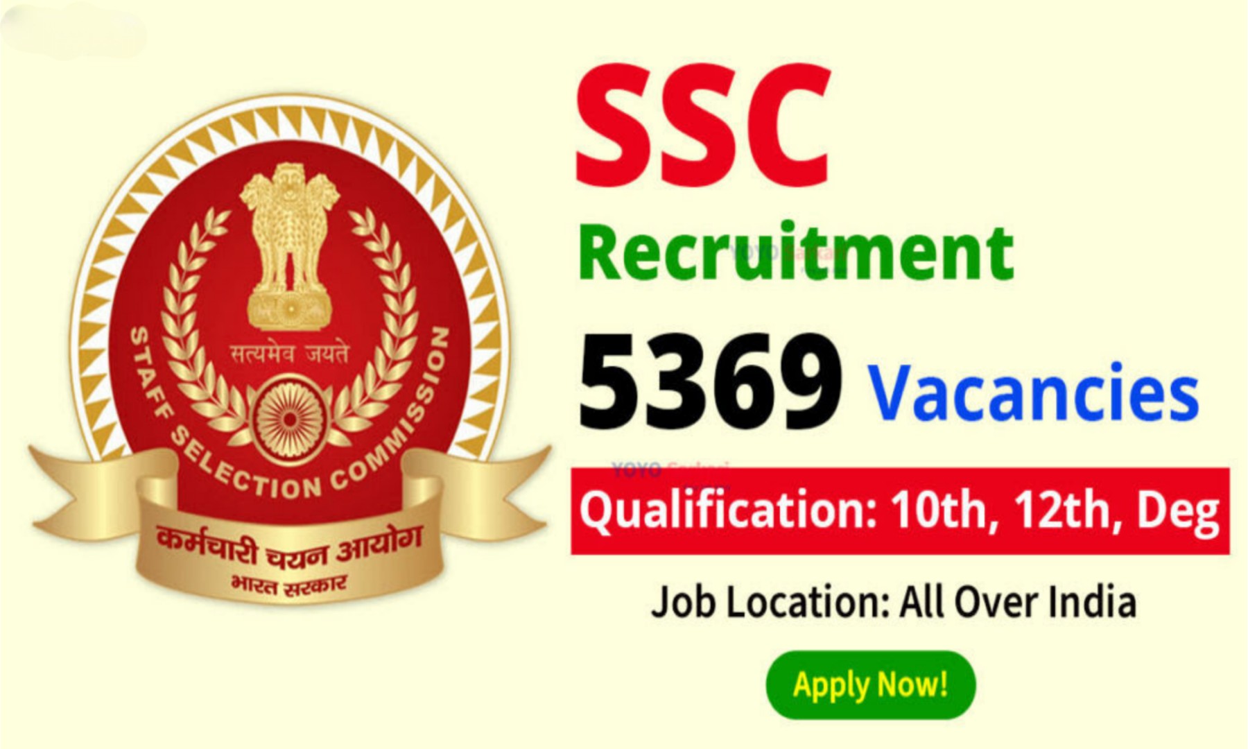 SSC Jobs Recruitment 2023 For 5369 Posts — 10th, 12th And Graduates Can Apply Online